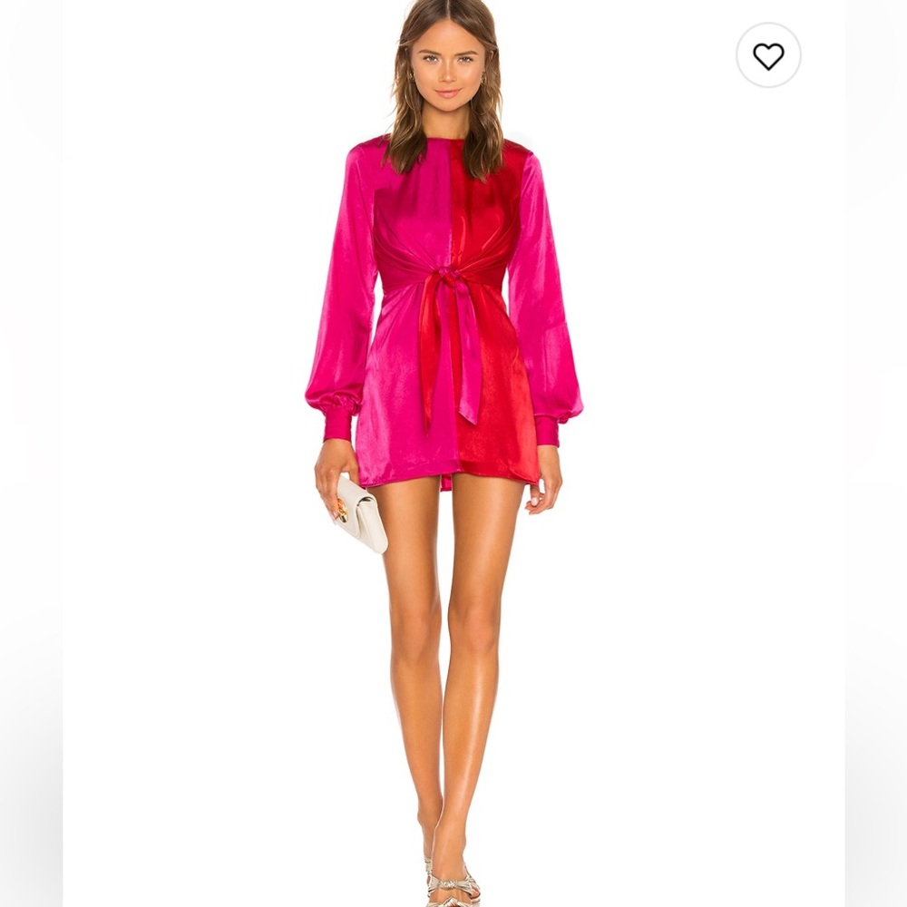 House of Harlow 1960 Fuchsia and Red Satin Mini Dress